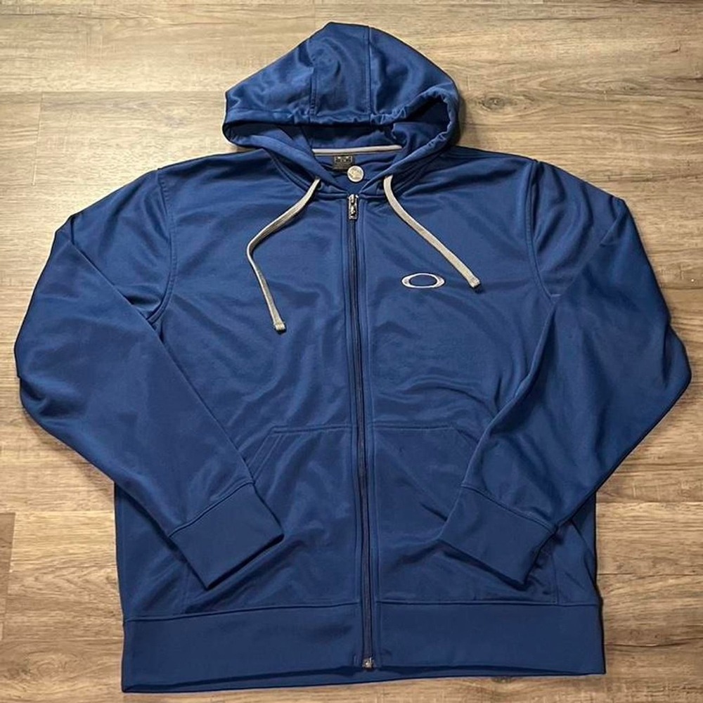Oakley‎ Blue Vintage Retro Tech Sportswear Zip Hoodie Large